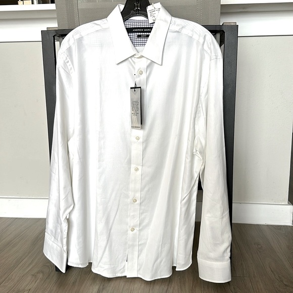 NWT $95 Andrew Marc XL Slim Fit 17 34/35 White - Picture 1 of 12
